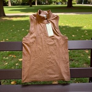 Calia Golf Focus Seamless Sleeveless Mock Neck Dark Orange Golf Tank Top